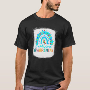 Camiseta Bleached Autism Awareness Rainbow Puzzle In April