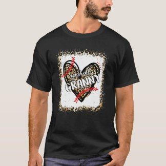 Camiseta Bleached Baseball Granny Life Leopard Heart Mother
