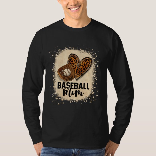 Camiseta Bleached Baseball Mom Leopard Game Day Vibes Mothe (Frente)