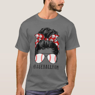 Camiseta Bleached Baseball Mom Messy Bun Player Mom Mother'
