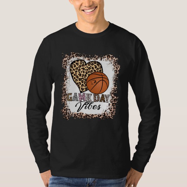Camiseta Bleached Basketball Game Day Vibes Basketball Mom  (Frente)