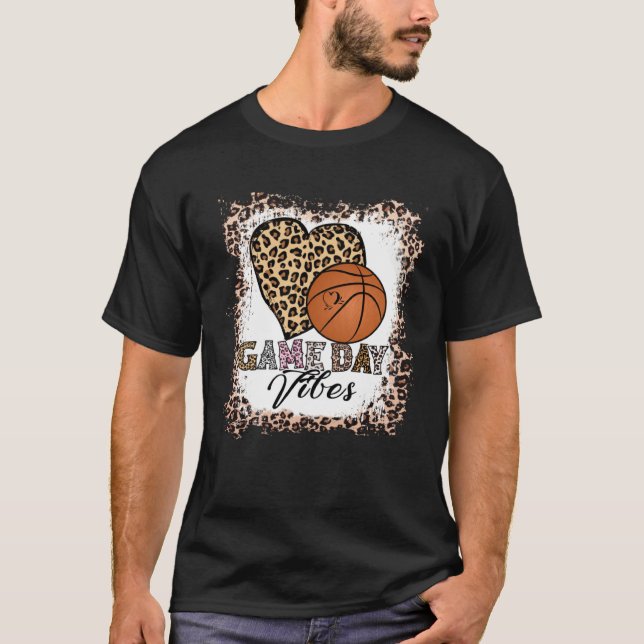 Camiseta Bleached Basketball Game Day Vibes Basketball Mom  (Frente)
