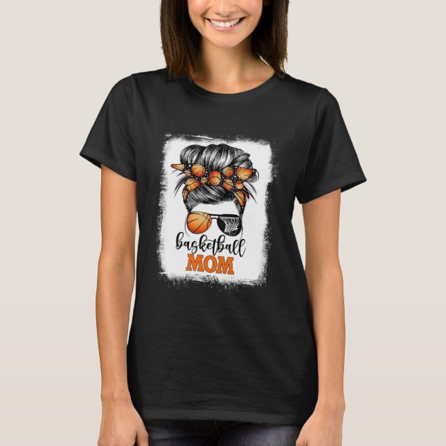 Camiseta Bleached Basketball Mom Messy Bun Bball Mama Mothe (Frente)