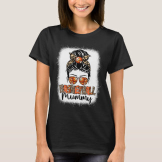 Camiseta Bleached Basketball Mummy Leopard Messy Bun Mother