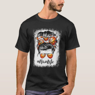 Camiseta Bleached Basketball Nan Life Messy Bun Game Day