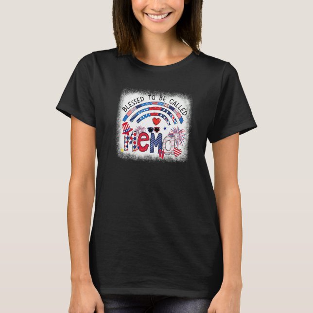 Camiseta Bleached Blessed To Be Called Mema Patriotic 4th O (Frente)