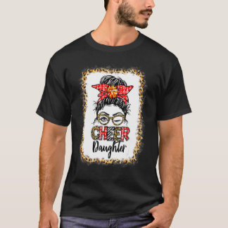 Camiseta Bleached Cheer Daughter Cheerleading Messy Bun Leo
