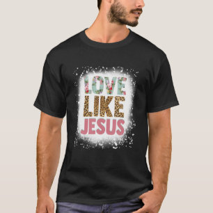 Camiseta Bleached Christians Love Like Jesus Leopard Print