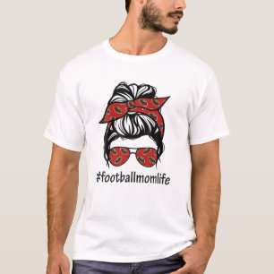 Camiseta Bleached Football Mom Life Messy Bun Football Play