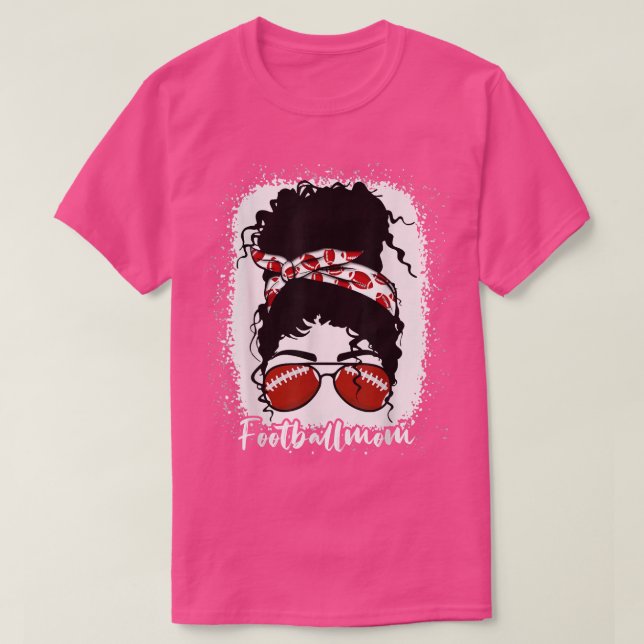 Camiseta Bleached Football Mom Life With Leopard Messy Bun  (Frente do Design)