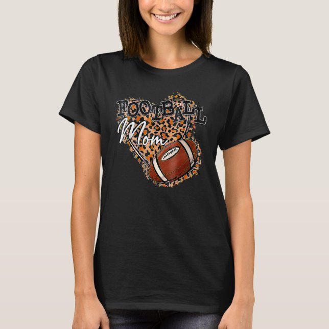 Camiseta Bleached Football Mom Love Leopard Player Mother's (Frente)