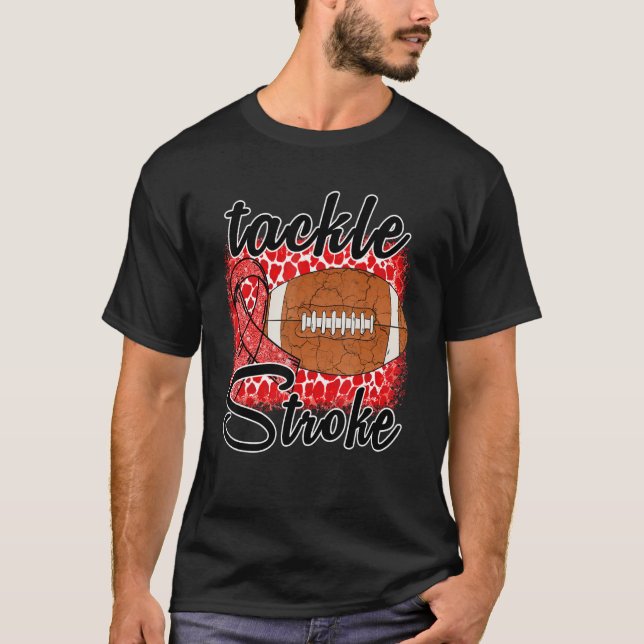 Camiseta Bleached Football Tackle Stroke Retro Awareness Re (Frente)