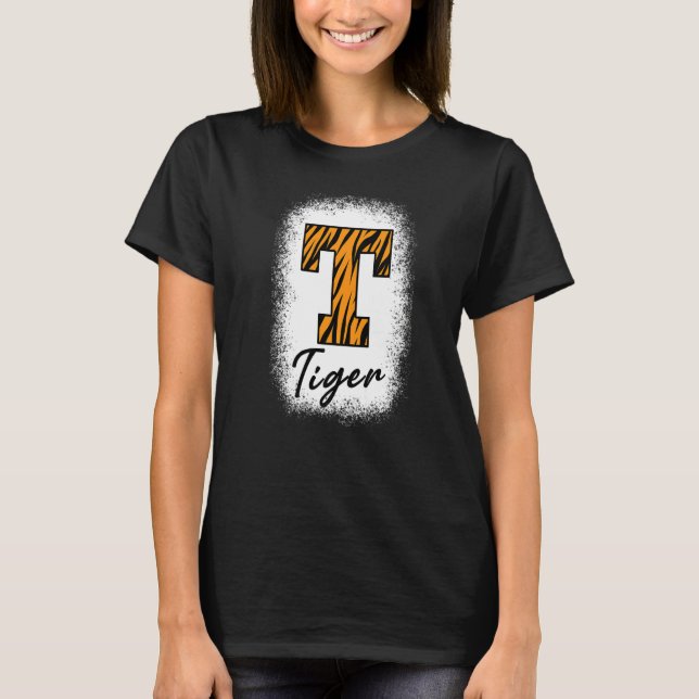 Camiseta Bleached Football Tigers School Sports Fan Team Sp (Frente)