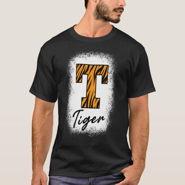 Camiseta Bleached Football Tigers School Sports Fan Team Sp (Frente)