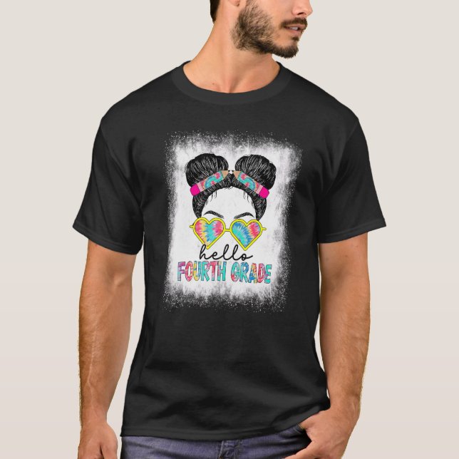 Camiseta Bleached Hello Fourth Grade Little Miss Back To Sc (Frente)