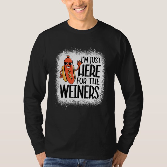 Camiseta Bleached Hot Dog I m Just Here For The Wieners 4th (Frente)