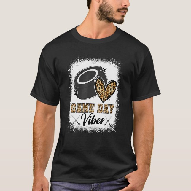Camiseta Bleached Ice Hockey Game Day Vibes Ice Hockey Mom  (Frente)