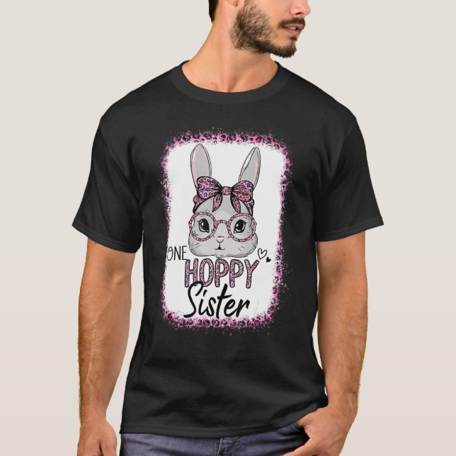 Camiseta Bleached Leopard Pink Sunglasses Bunny One Hoppy S (Frente)
