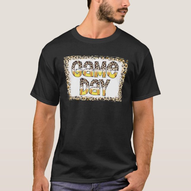 Camiseta Bleached Leopard Softball Game Day Vibes Softball (Frente)