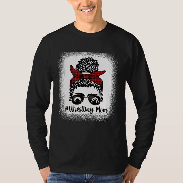 Camiseta Bleached Life Wrestling Mom Leopard Messy bun Glas (Frente)
