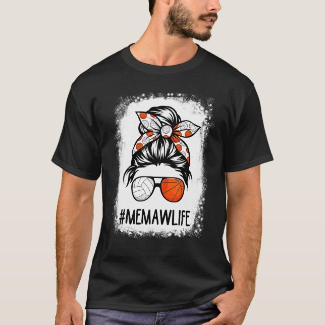 Camiseta Bleached Memaw Life Voleibol Baseball Cabelo Mensa (Frente)