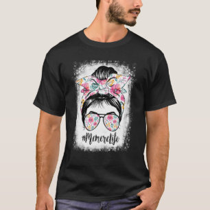 Camiseta Bleached Memere Life Messaging Hair Bun Floral Mul