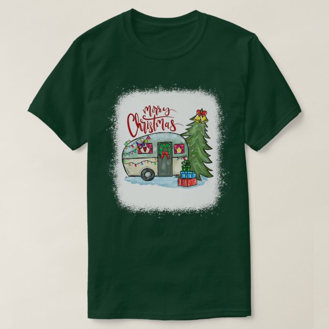 Camiseta Bleached Merry Christmas Happy Camper Camping Life (Frente do Design)