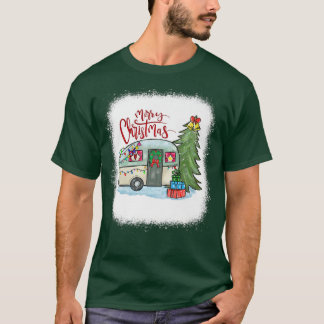Camiseta Bleached Merry Christmas Happy Camper Camping Life