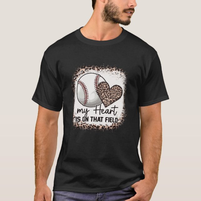 Camiseta Bleached My Heart Is On That Field Baseball Mom Le (Frente)