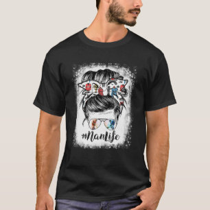 Camiseta Bleached Nan Life Hockey Mothers Day Messy Bun