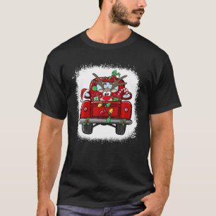 Camiseta Bleached Rudolph Reindeer em Red Truck Engraçado C