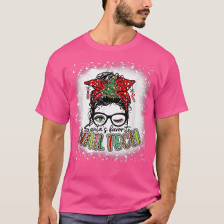 Camiseta Bleached Santas favoritas Nail Tech Messy Bun Chri