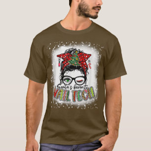 Camiseta Bleached Santas favoritas Nail Tech Messy Bun Chri
