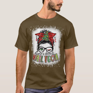 Camiseta Bleached Santas favoritas Nail Tech Messy Bun Chri