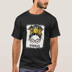 Camiseta Bleached Softball Mimi Messy Bun Game Day Mothers