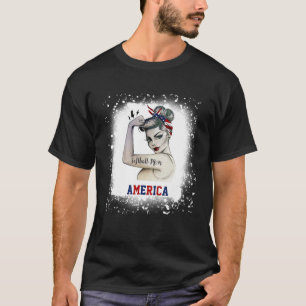 Camiseta Bleached Softball Mom Life With Leopard And Flag A