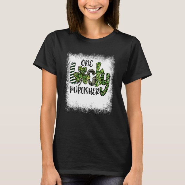 Camiseta Bleached St Patricks Day Leopard One Lucky Publish (Frente)