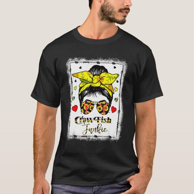 Camiseta Bleached Sunflower Crawfish Junkie Tees For Mother (Frente)
