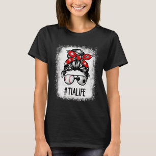 Camiseta Bleached Tia Life Futebol Cabelo Desarrumado Dia d