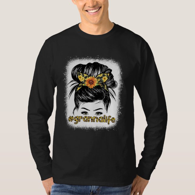 Camiseta Bleaches Granna Messy Hair Bun Sunflower Women Mot (Frente)