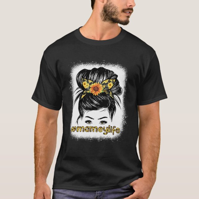 Camiseta Bleaches Mamey Messy Hair Bun Sunflower Women Moth (Frente)