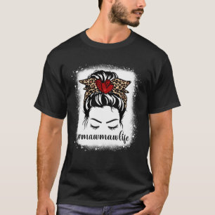 Camiseta Bleaches Mawmaw Life Messaging Bun Leopard Print M