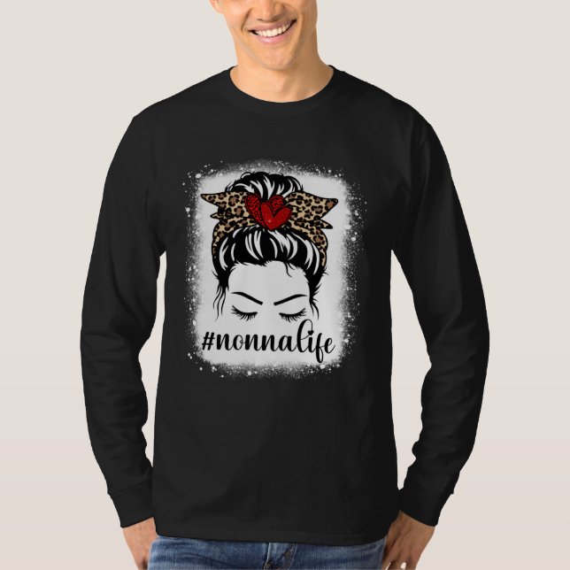 Camiseta Bleaches Nonna Life Messy Bun Leopard Print Mother (Frente)