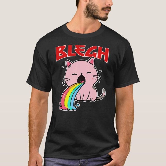 Camiseta BLEGH Funny death metal cat shirt mosh-pit metalhe (Frente)