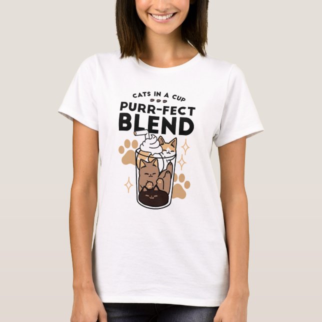 Camiseta Blend Puro: Arte de Gato e Café para Pet-Lovers (Frente)