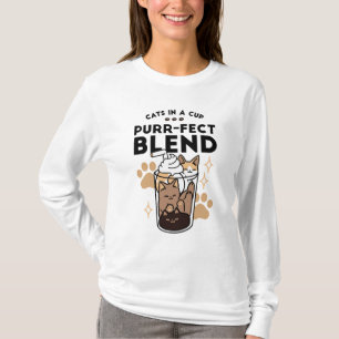 Camiseta Blend Puro: Arte de Gato e Café para Pet-Lovers