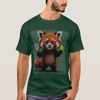 Camiseta blended pickleball red panda funny animal sports f