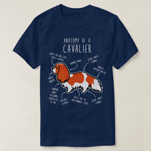 Camiseta Blenheim Cavalier King Charles Spaniel Dog Anatomi (Frente do Design)