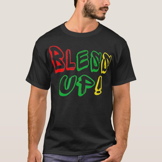 Camiseta Bless Up Rasta Lion Rasta Root Jamacia One Lov (Frente)