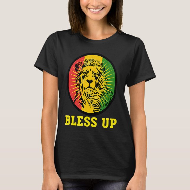 Camiseta Bless Up Reggae Lion Reggae Music Jah Love Rasta I (Frente)
